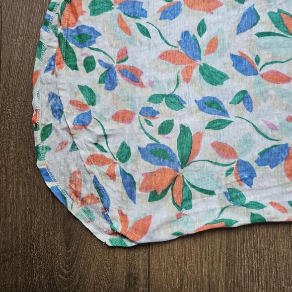 💥$5 ADD ON -Cynthia Rowley Asymmetrical Linen Relaxed Fit Floral T-Shirt Size S - Picture 4 of 9